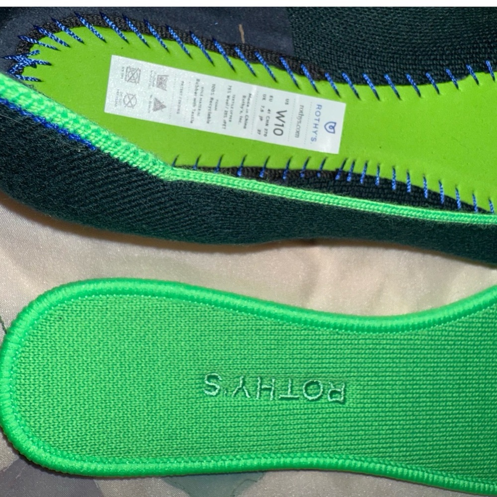 New Rothy's Forest Green and Neon Green Loafers Size 10W - Picture 11 of 11